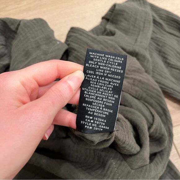 NWT 7 for All Mankind Cecelia Dress Gauzy Tiered Olive Green Midi Cotton Size S - Picture 5 of 6